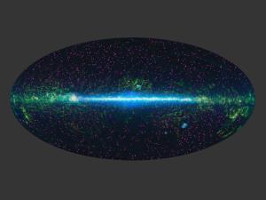 NASA's Wide-field Infrared Survey Explorer (WISE) has identified about 1,000 extremely obscured objects over the sky, as marked by the magenta symbols. These hot dust-obscured galaxies, or "hot DOGs," are turning out to be among the most luminous, or intrinsically bright objects known, in some cases putting out over 1,000 times more energy than our Milky Way galaxy. Image credit: NASA/JPL-Caltech/UCLA
